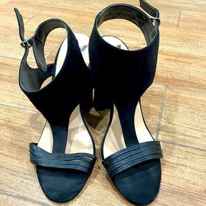 Suede and leather heels